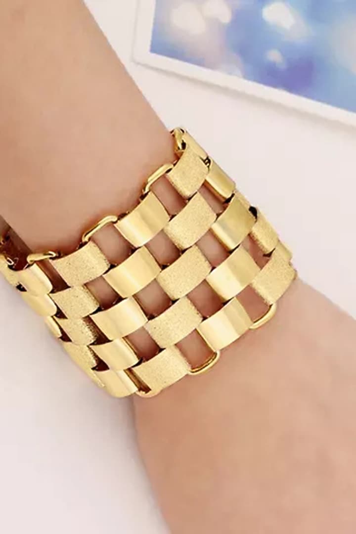 Gold Plated Checkered Bracelet by SHAE at Pernia's Pop Up Shop