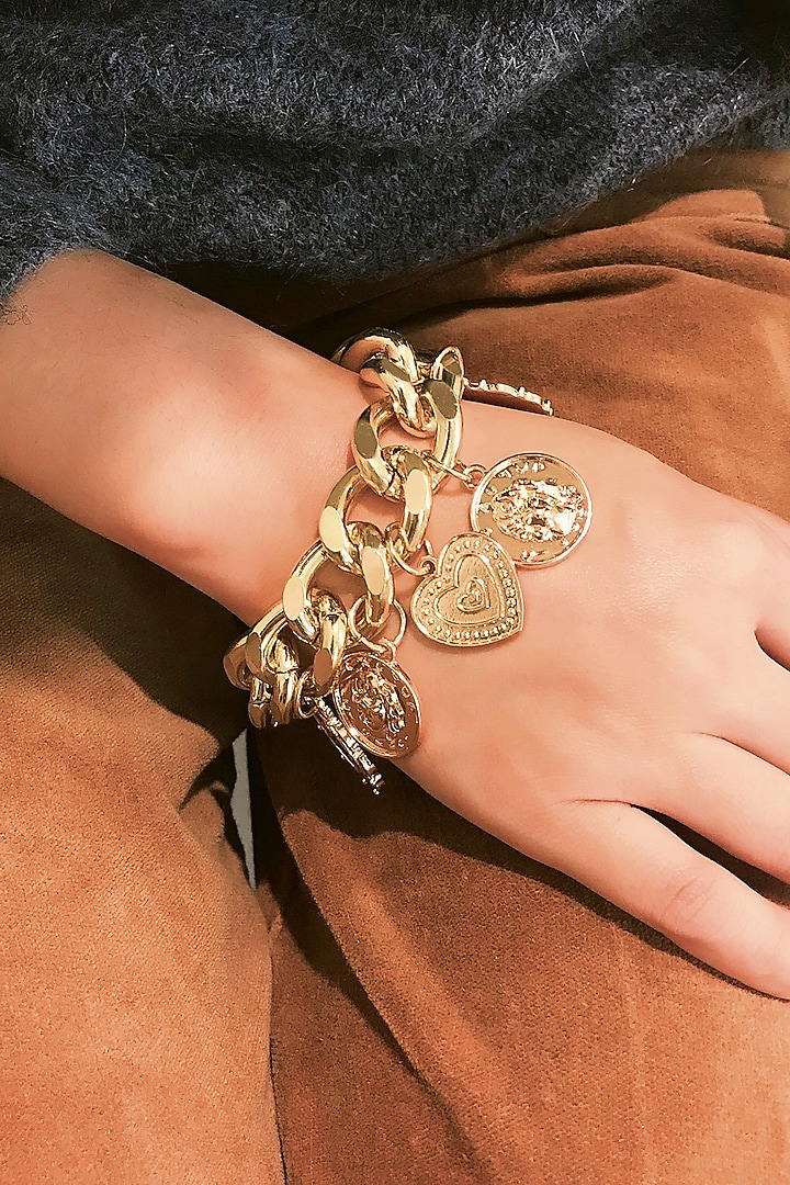 Gold Plated Medallion Charm Bracelet by SHAE at Pernia's Pop Up Shop
