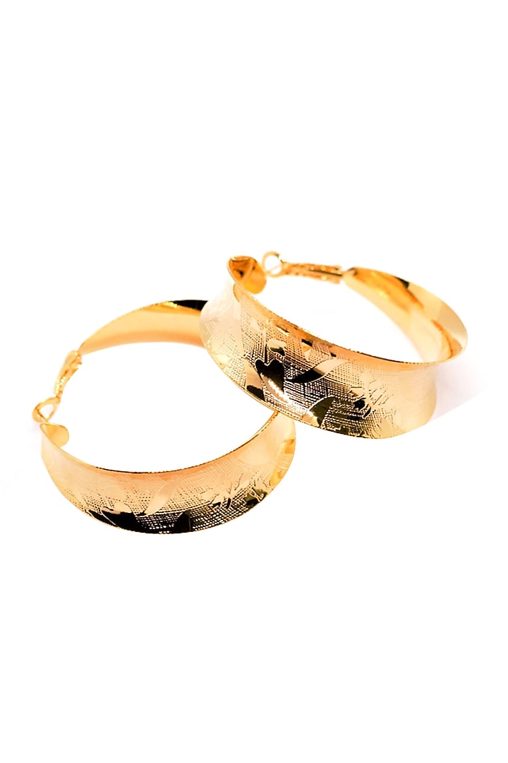 Gold Plated Textured Hoop Earrings by SHAE
