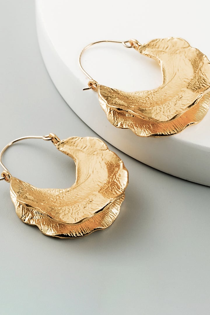 Gold Plated Beaten Bali Earrings by SHAE