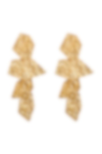 Gold Plated Textured Dangler Earrings by SHAE