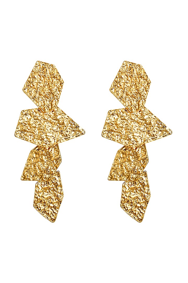 Gold Plated Textured Dangler Earrings by SHAE