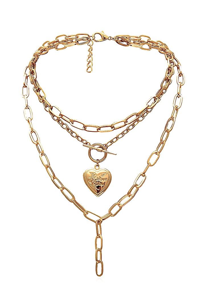 Gold Plated Layered Heart Necklace by SHAE