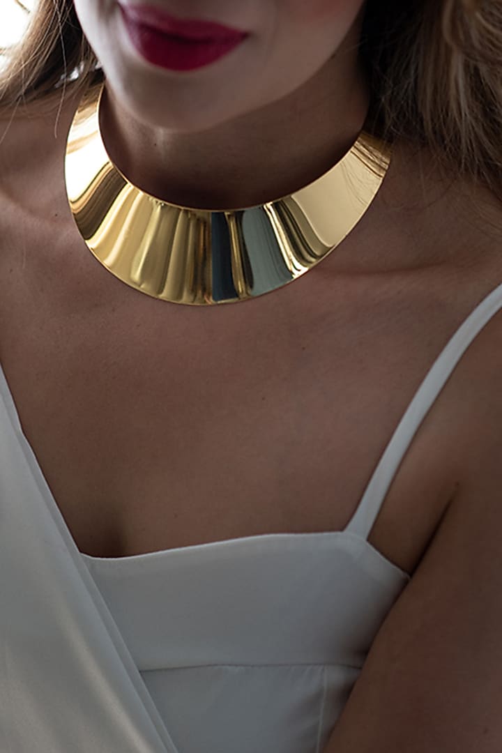 Gold Plated Choker Necklace by SHAE at Pernia's Pop Up Shop