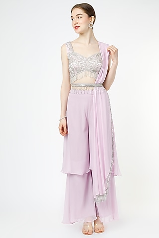 Light Mauve Flared Gharara Set by Shagun Nagi