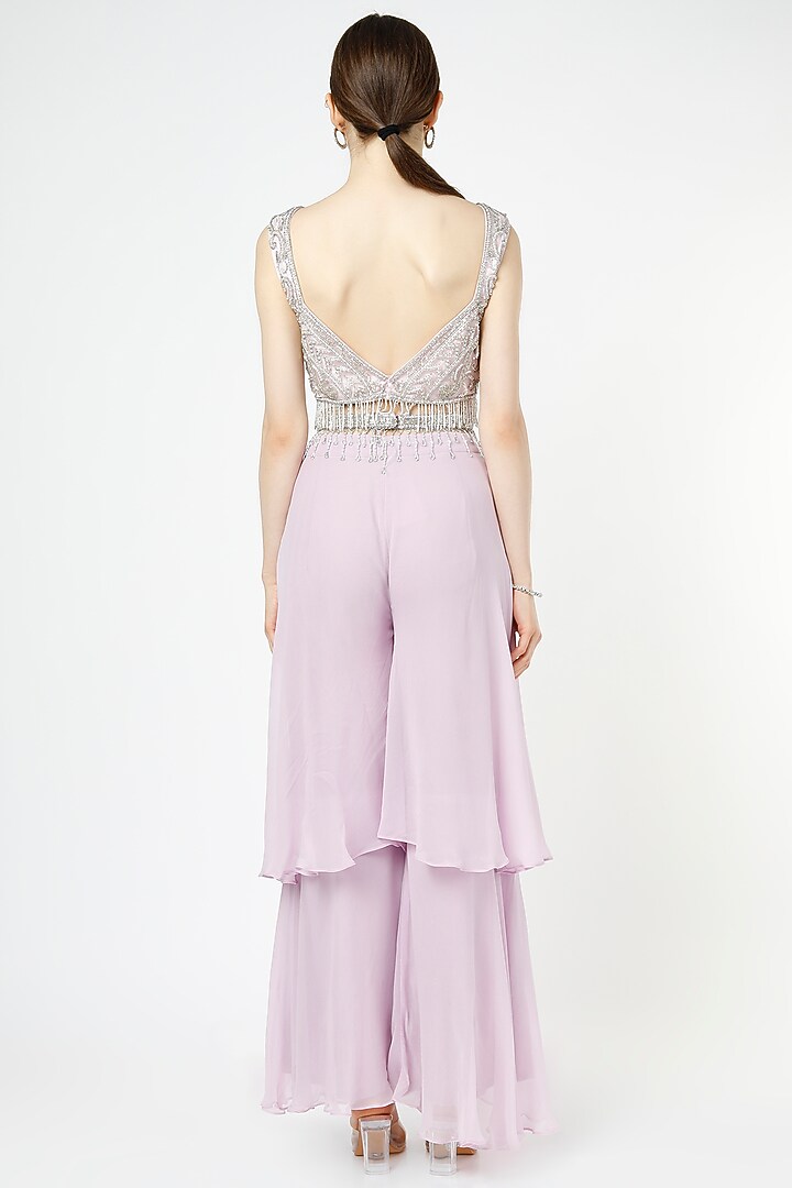 Light Mauve Flared Gharara Set by Shagun Nagi at Pernia's Pop Up Shop