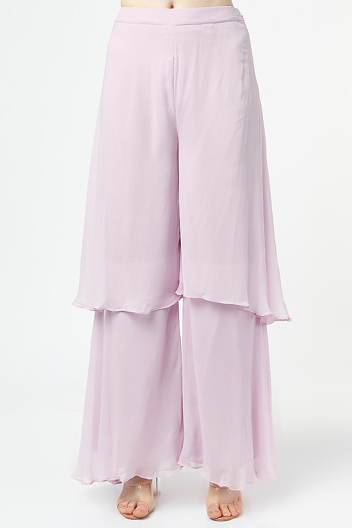 Light Mauve Flared Gharara Set by Shagun Nagi at Pernia's Pop Up Shop