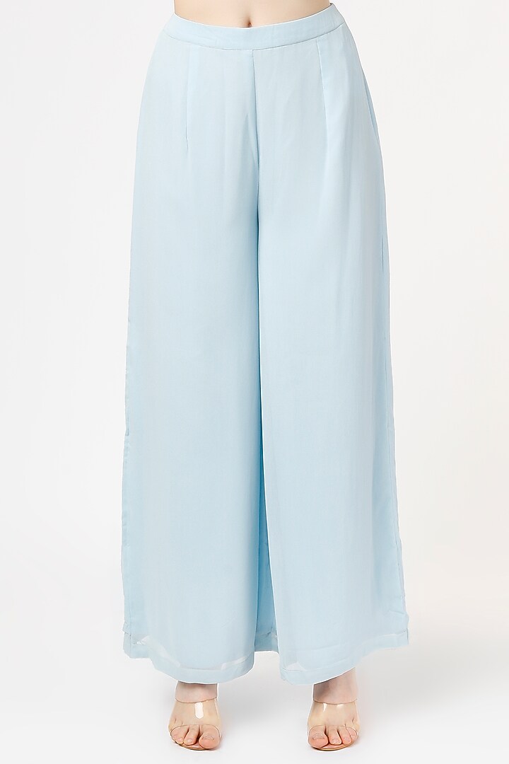 Powder Blue Georgette Jacket Set by Shagun Nagi at Pernia's Pop Up Shop