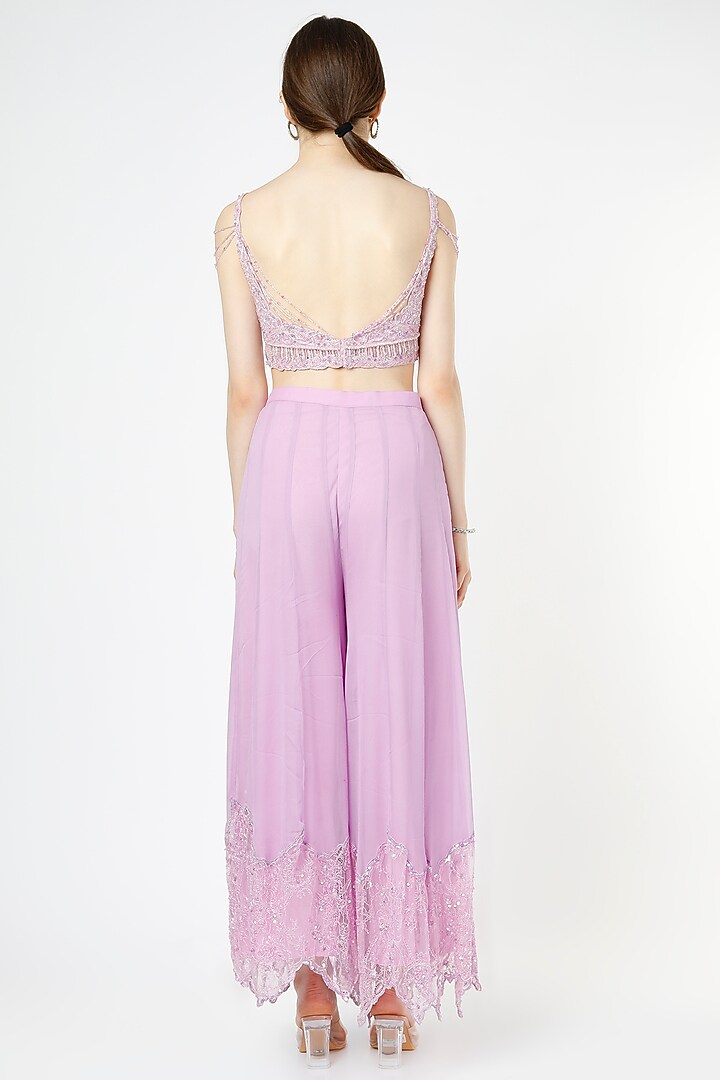 Lavender Scalloped Cutwork Wedding Sharara Set by Shagun Nagi at Pernia's Pop Up Shop