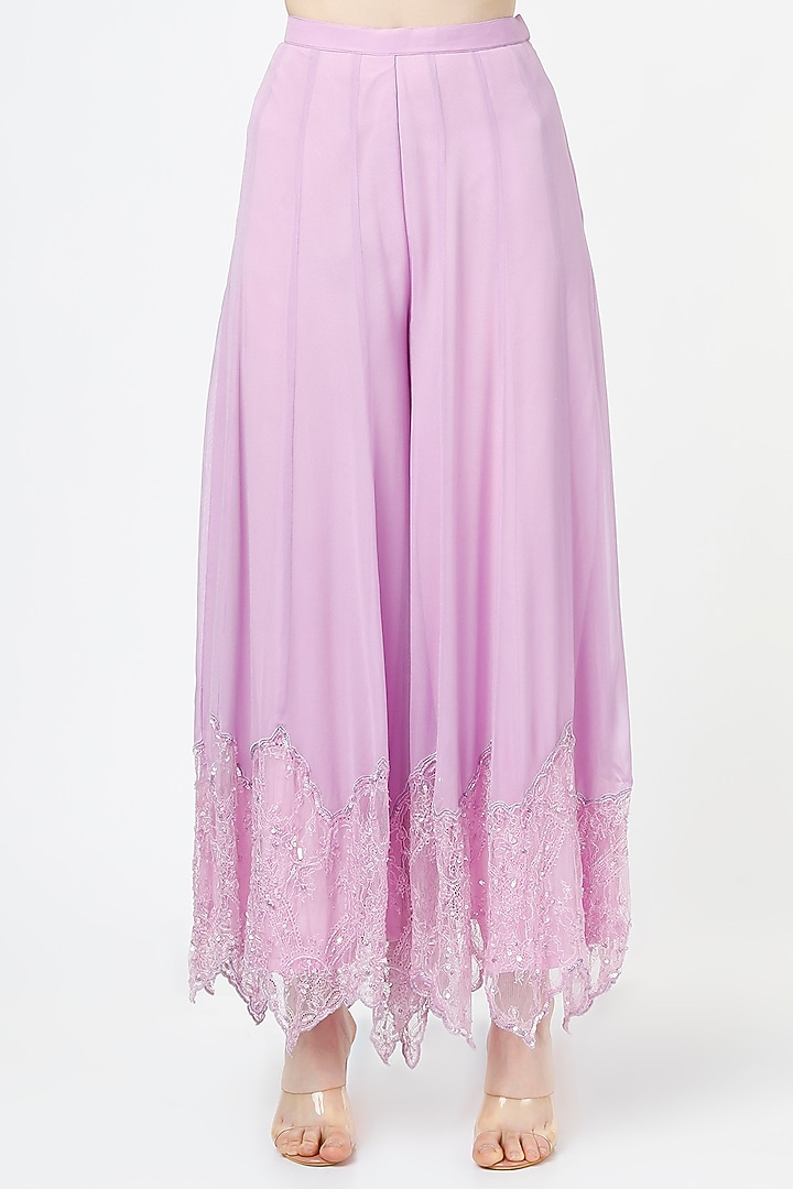 Lavender Scalloped Cutwork Wedding Sharara Set by Shagun Nagi at Pernia's Pop Up Shop