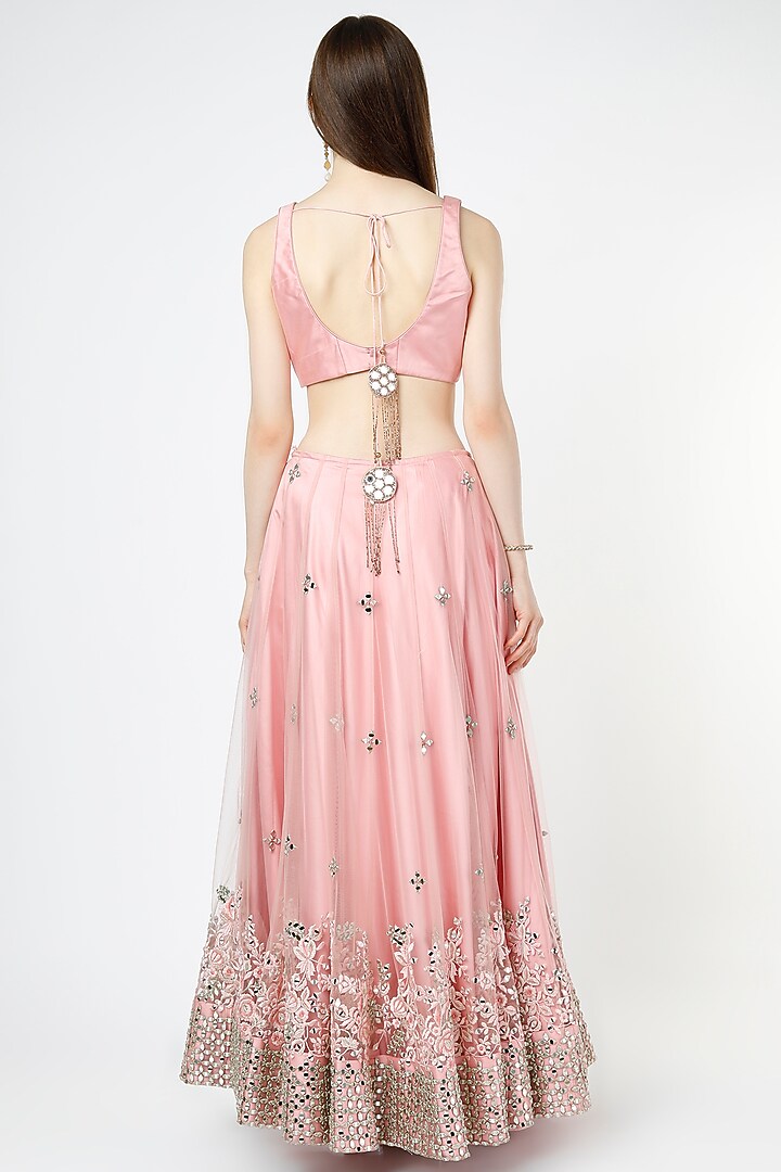 Blush Pink Net Wedding Lehenga Set by Shagun Nagi at Pernia's Pop Up Shop