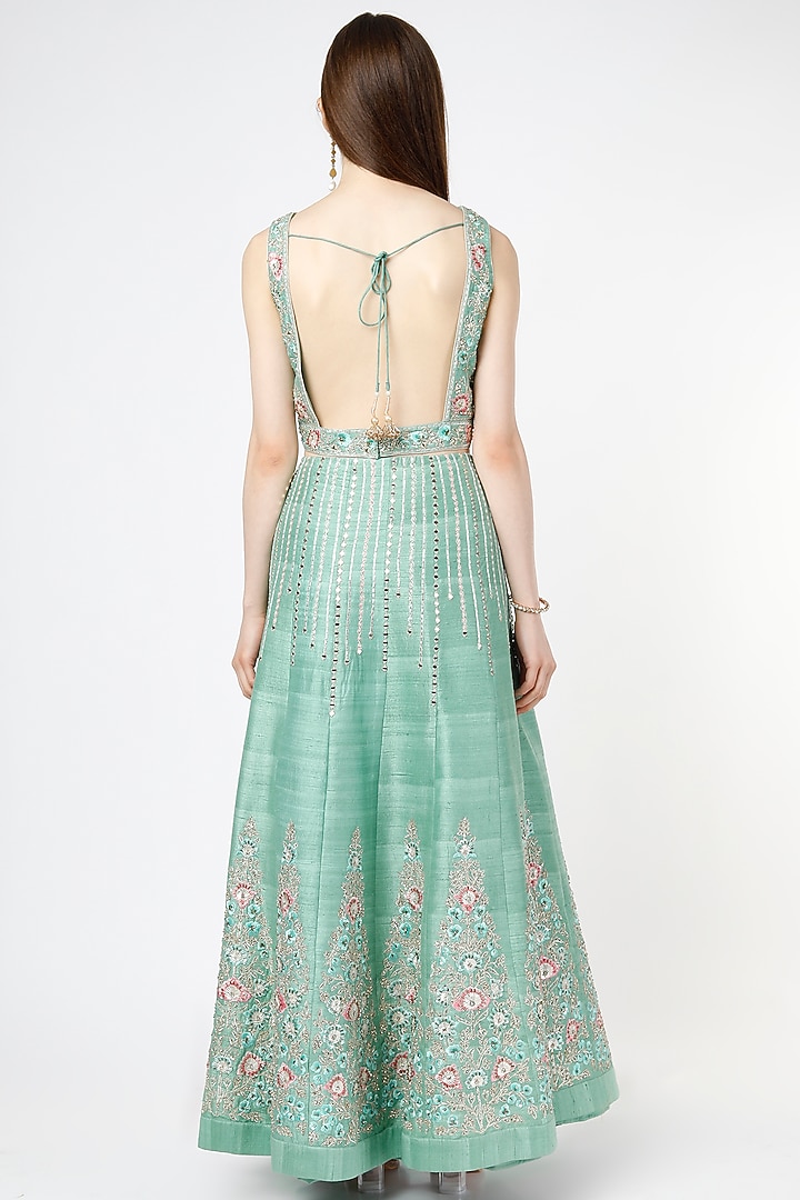 Sage Green Dori Embroidered Wedding Lehenga Set by Shagun Nagi at Pernia's Pop Up Shop