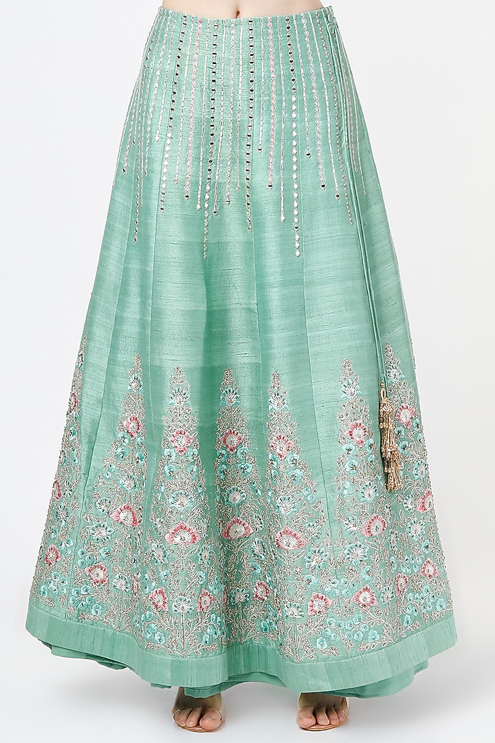 Sage Green Dori Embroidered Wedding Lehenga Set by Shagun Nagi at Pernia's Pop Up Shop