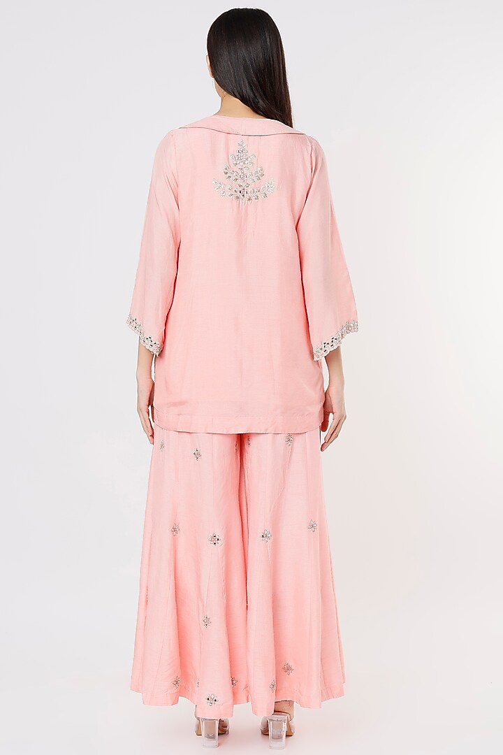 Pink Embroidered Party Wear Sharara Set by Shagun Nagi at Pernia's Pop Up Shop