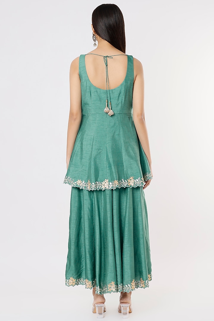 French Blue Embroidered Party Wear Sharara Set by Shagun Nagi at Pernia's Pop Up Shop