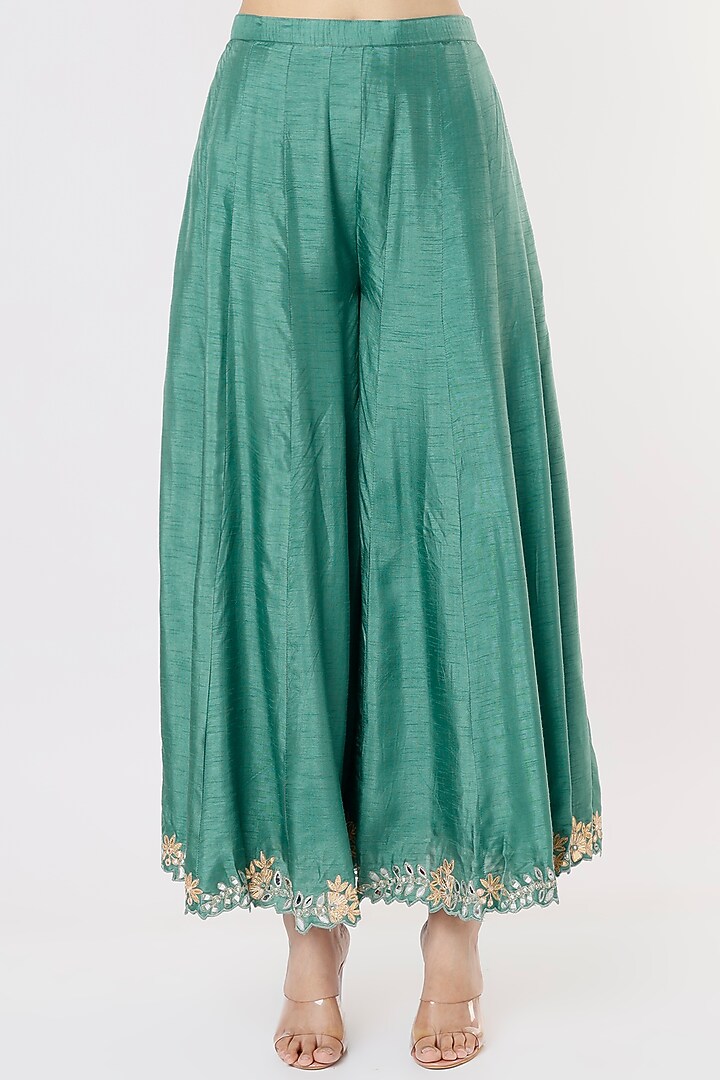 French Blue Embroidered Party Wear Sharara Set by Shagun Nagi at Pernia's Pop Up Shop