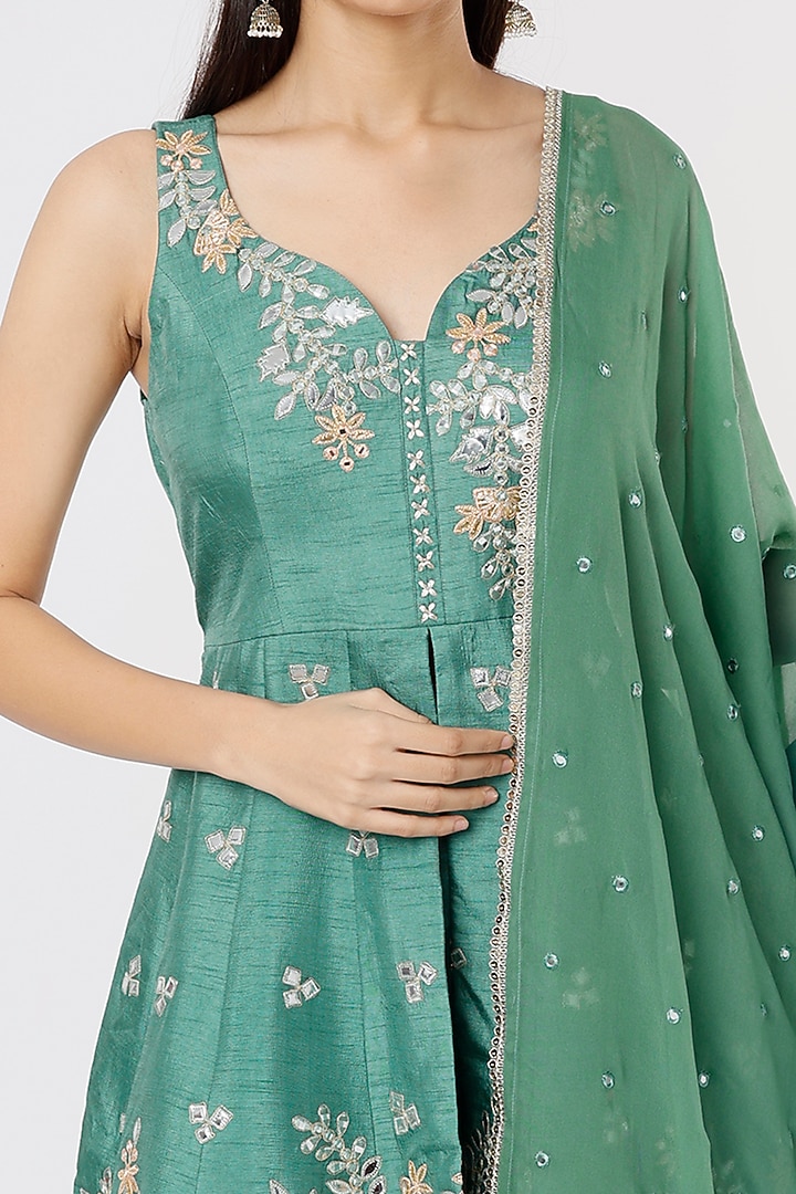 French Blue Embroidered Party Wear Sharara Set by Shagun Nagi at Pernia's Pop Up Shop