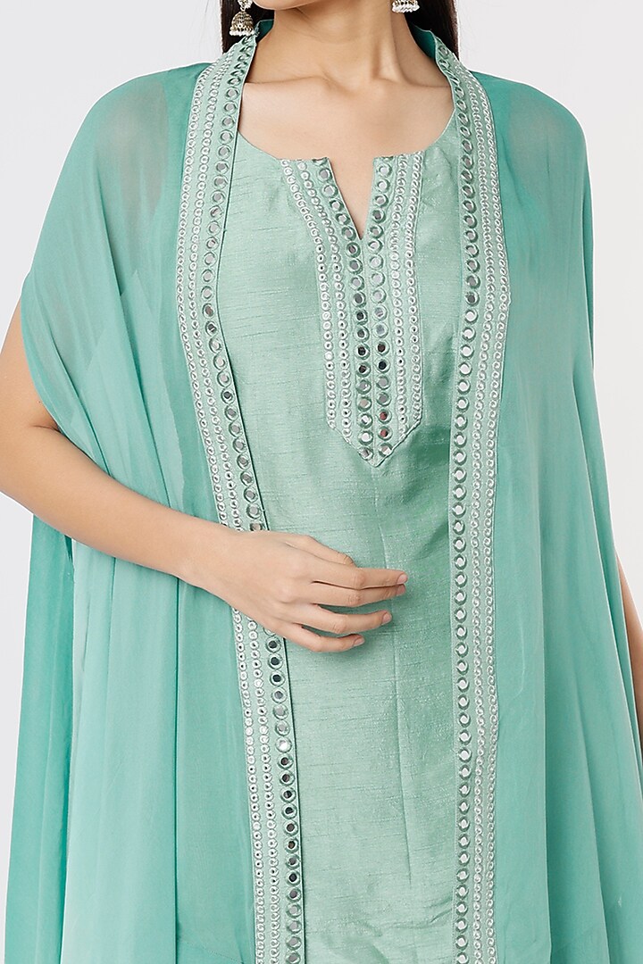 Green Embroidered Jacket Set by Shagun Nagi at Pernia's Pop Up Shop