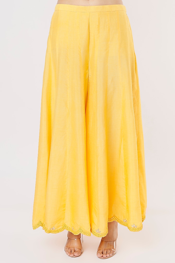 Yellow Dupion Wedding Sharara Set by Shagun Nagi at Pernia's Pop Up Shop