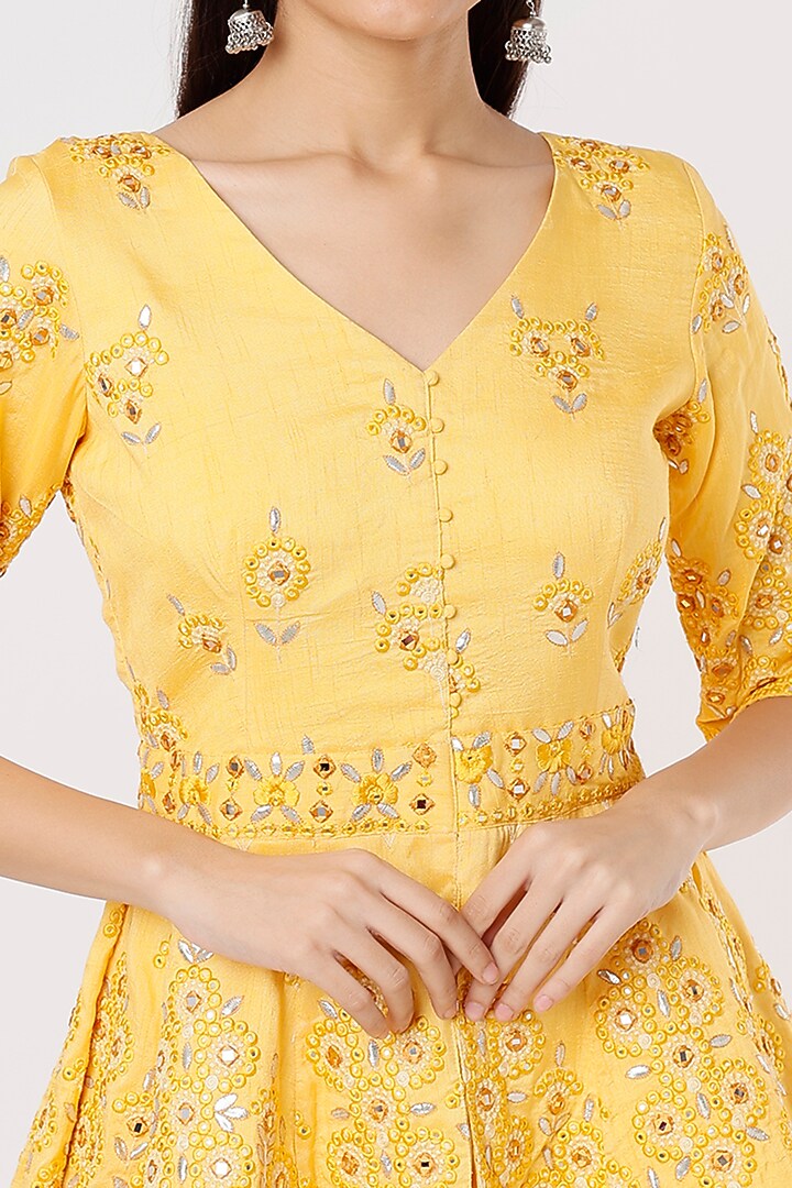 Yellow Dupion Wedding Sharara Set by Shagun Nagi at Pernia's Pop Up Shop
