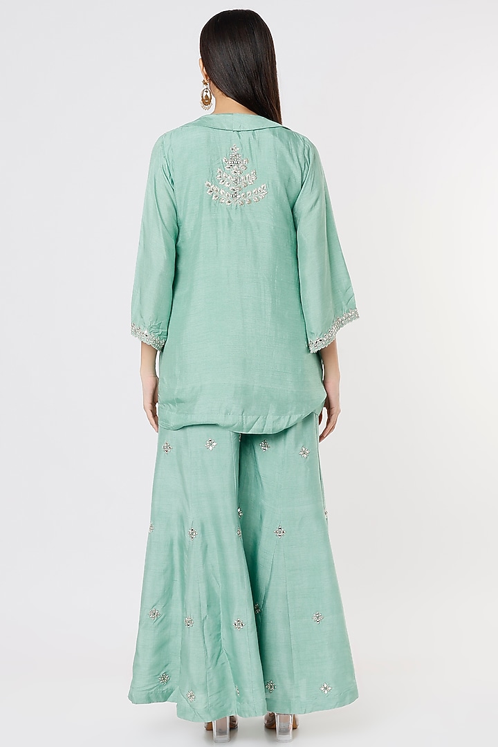 Green Embroidered Party Wear Sharara Set by Shagun Nagi at Pernia's Pop Up Shop