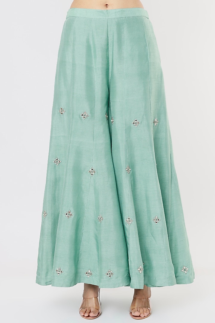 Green Embroidered Party Wear Sharara Set by Shagun Nagi at Pernia's Pop Up Shop
