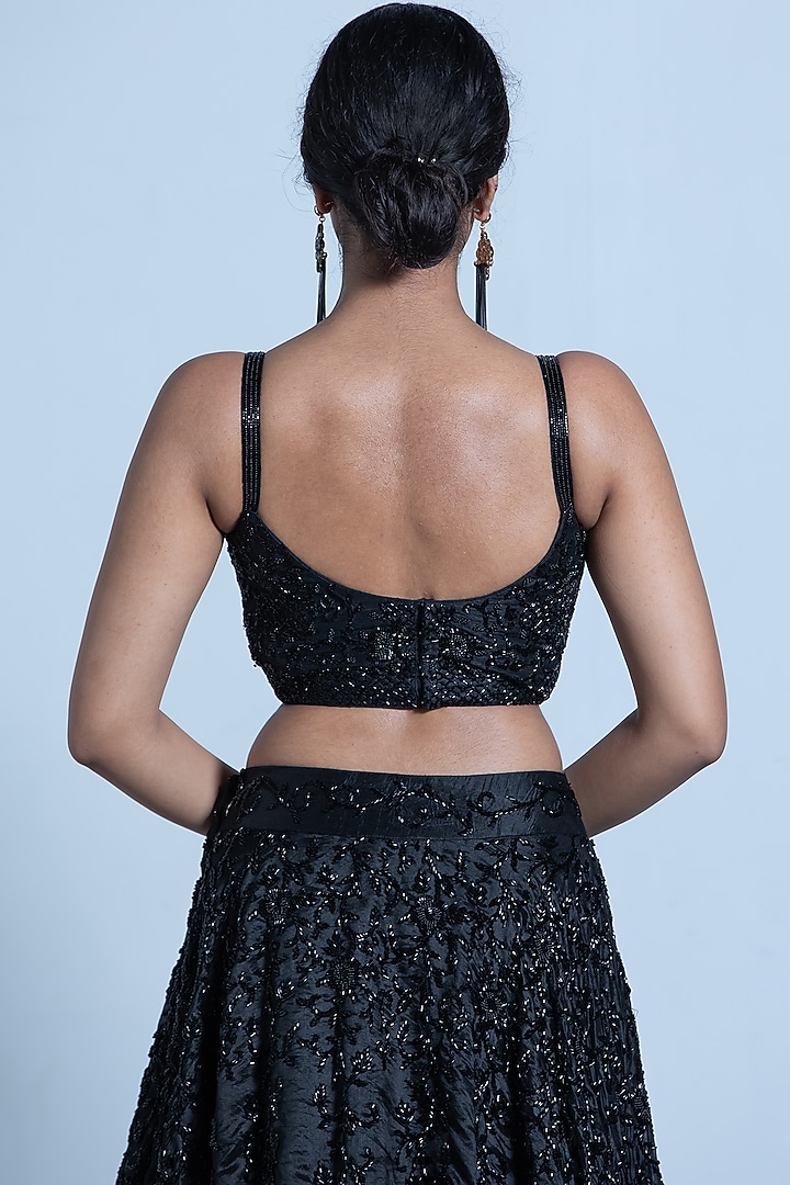 Black Embroidered Skirt Set by Shahmeen Husain at Pernia's Pop Up Shop