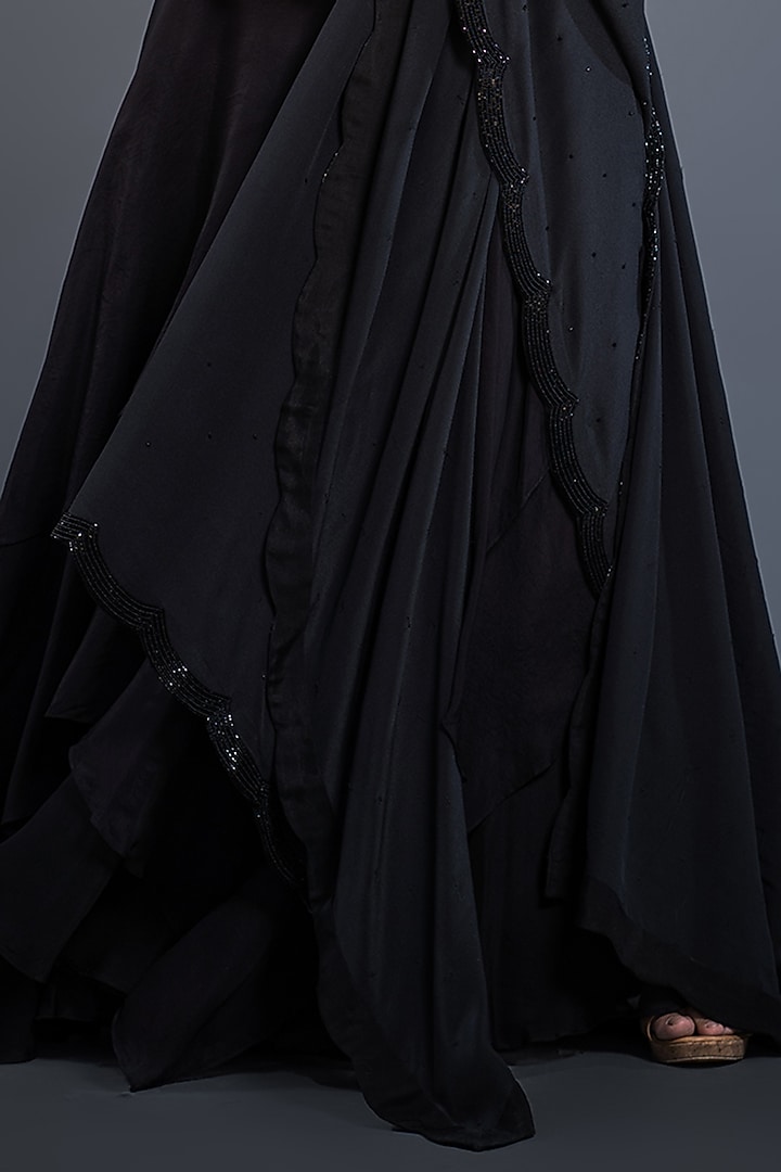 Black Hand Embroidered Wedding Lehenga Set by Shahmeen Husain at Pernia's Pop Up Shop