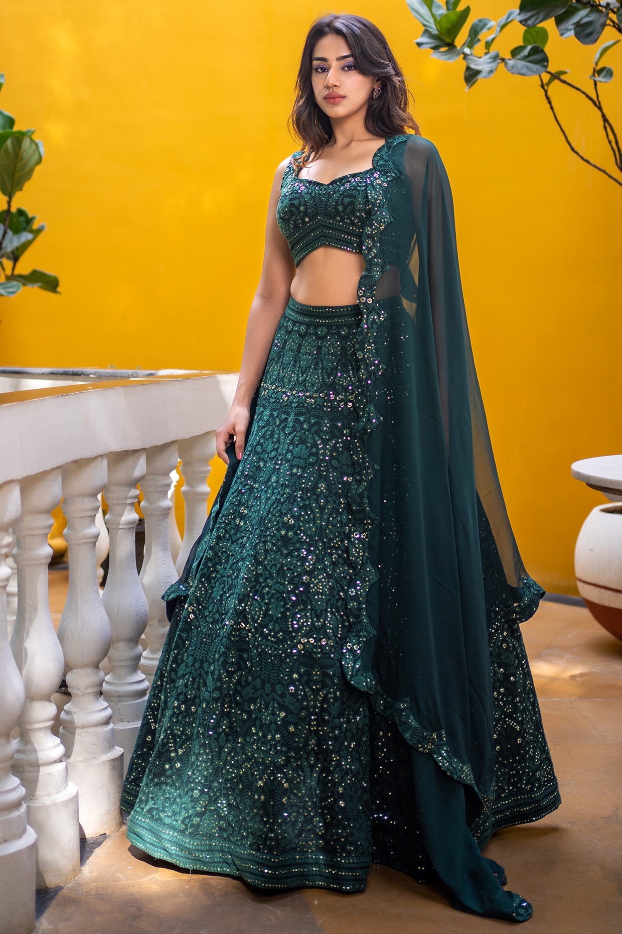 Lavanya The Label Green & Gold-Toned Embroidered Ready to Wear Lehenga &  Blouse With Dupatta - Absolutely Desi