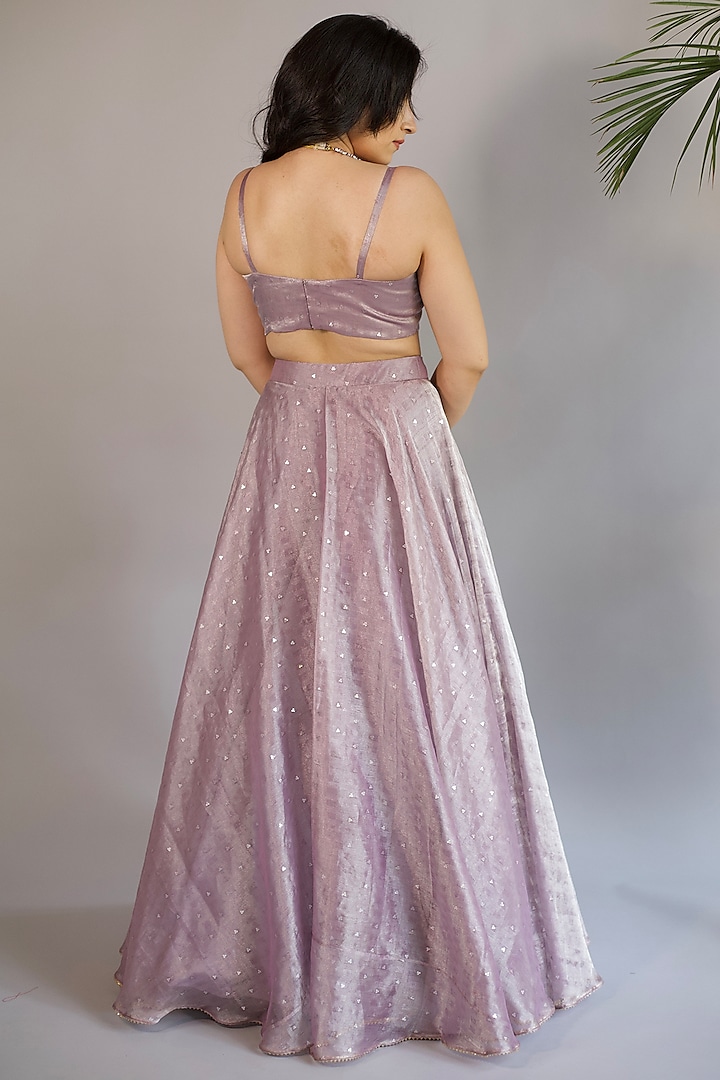 Lilac 3D Lehenga Set With Peplum Jacket