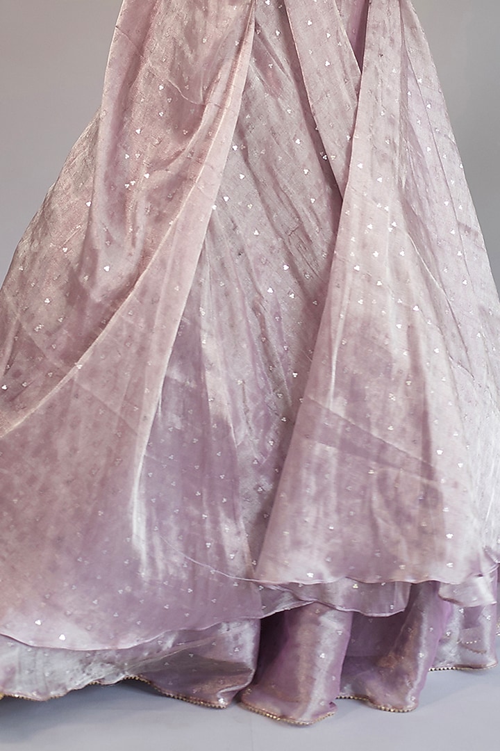 Lilac Tissue Silk Jacket Wedding Lehenga Set by Shahmeen Husain at Pernia's Pop Up Shop