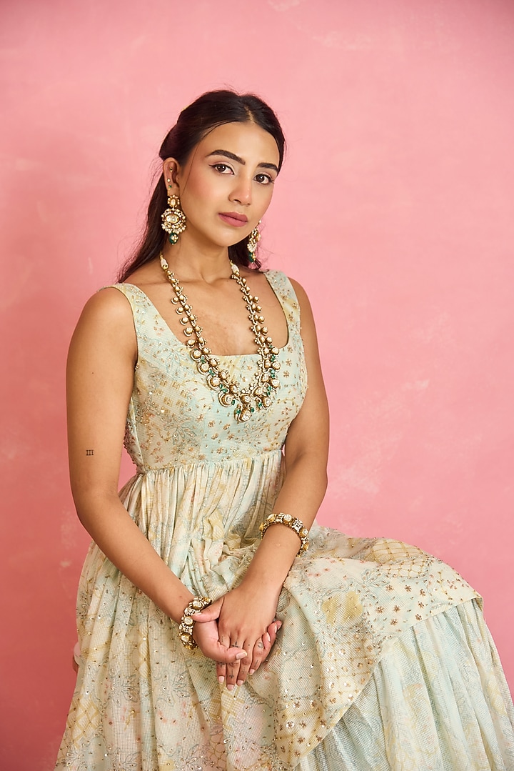 Ivory Silk Printed Gharara Set by Shahmeen Husain at Pernia's Pop Up Shop