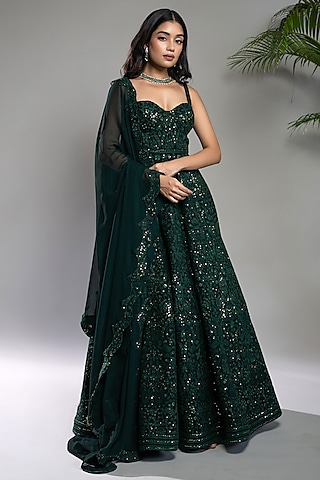 Charming Green Georgette Chikankari Embroidered Anarkali