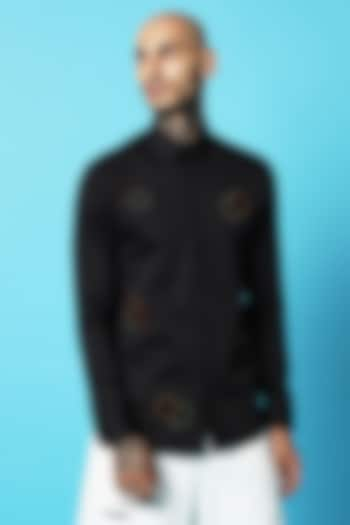 Black Cotton Shirt by SAHIL ANEJA at Pernia's Pop Up Shop