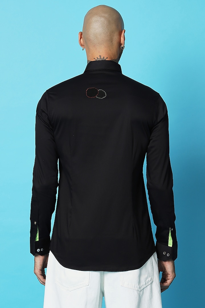 Black Cotton Party Wear Shirt by SAHIL ANEJA at Pernia's Pop Up Shop
