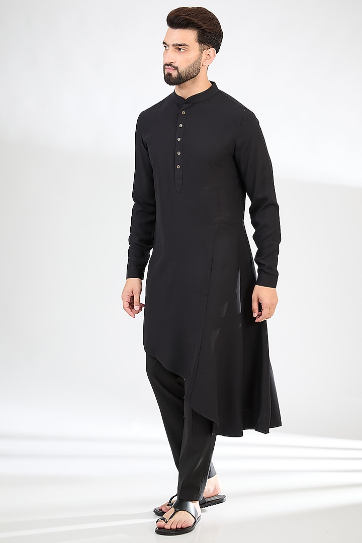 Black Crepe Embroidered Nehru Jacket Set by SAHIL ANEJA at Pernia's Pop Up Shop