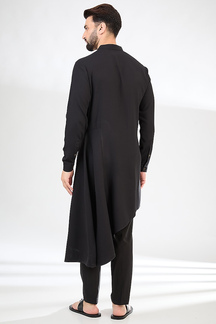 Black Crepe Embroidered Nehru Jacket Set by SAHIL ANEJA at Pernia's Pop Up Shop