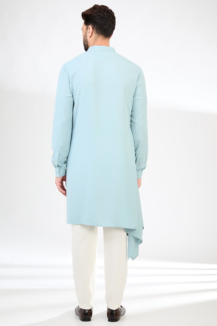 Ice Blue Crepe Embroidered Nehru Jacket Set by SAHIL ANEJA at Pernia's Pop Up Shop