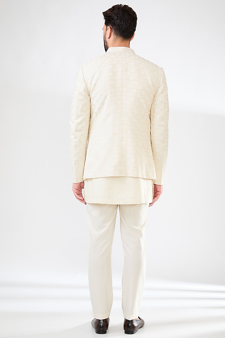 White Cotton Silk Wedding Indowestern Set by SAHIL ANEJA at Pernia's Pop Up Shop