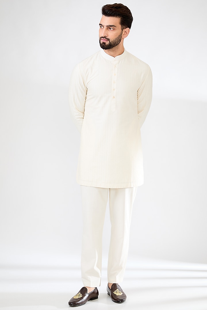 White Cotton Silk Wedding Indowestern Set by SAHIL ANEJA at Pernia's Pop Up Shop