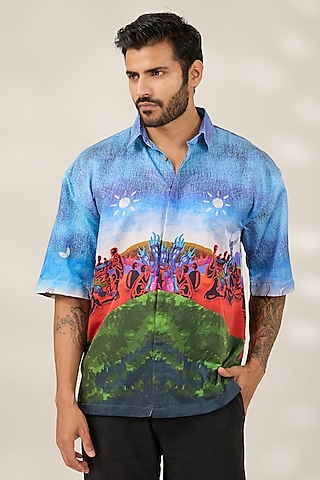 Multi-Colored Cotton Printed Shirt by SAHIL ANEJA