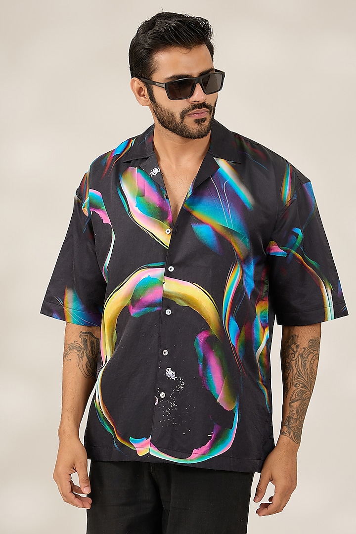 Multi-Colored Cotton Printed Party Wear Shirt by SAHIL ANEJA at Pernia's Pop Up Shop