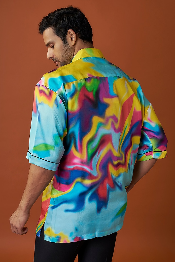 Multi-Colored Silk Printed Wedding Shirt by SAHIL ANEJA at Pernia's Pop Up Shop