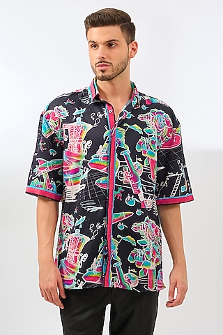 Multi-Colored Cotton Printed Shirt by SAHIL ANEJA