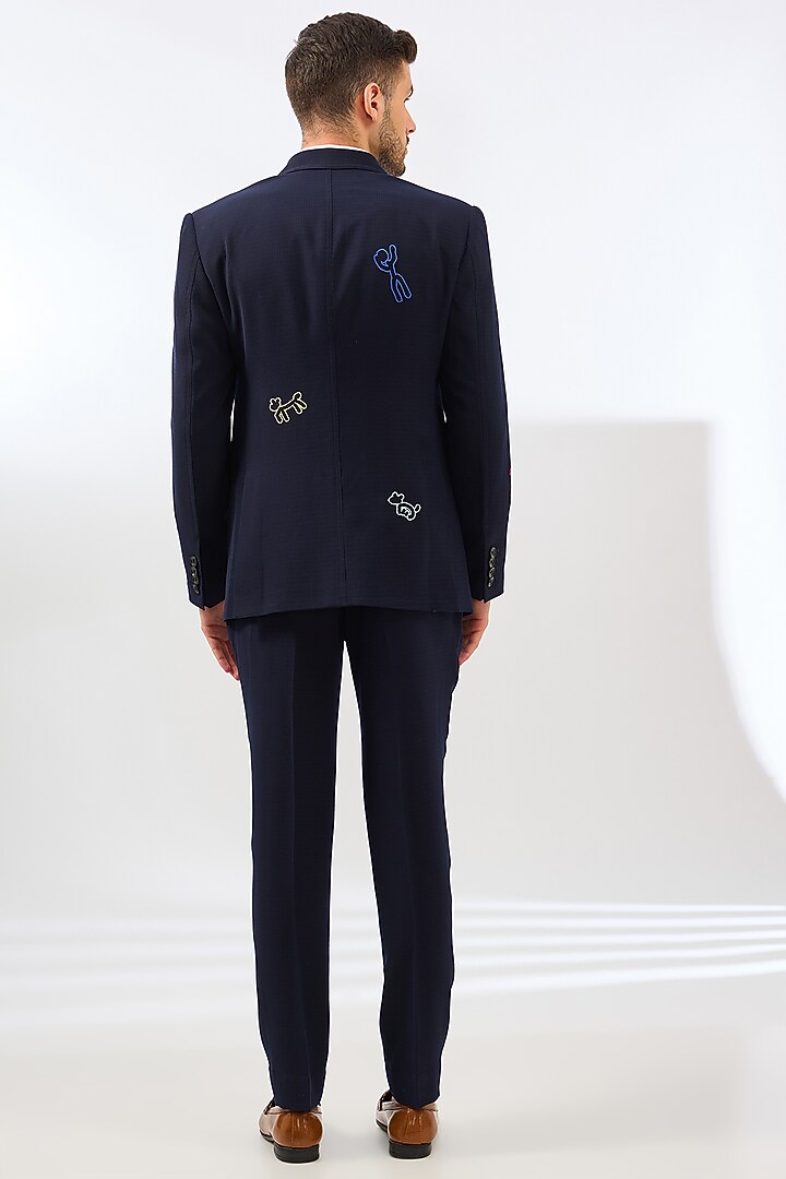 Navy Blue Suiting Tuxedo Set by SAHIL ANEJA at Pernia's Pop Up Shop