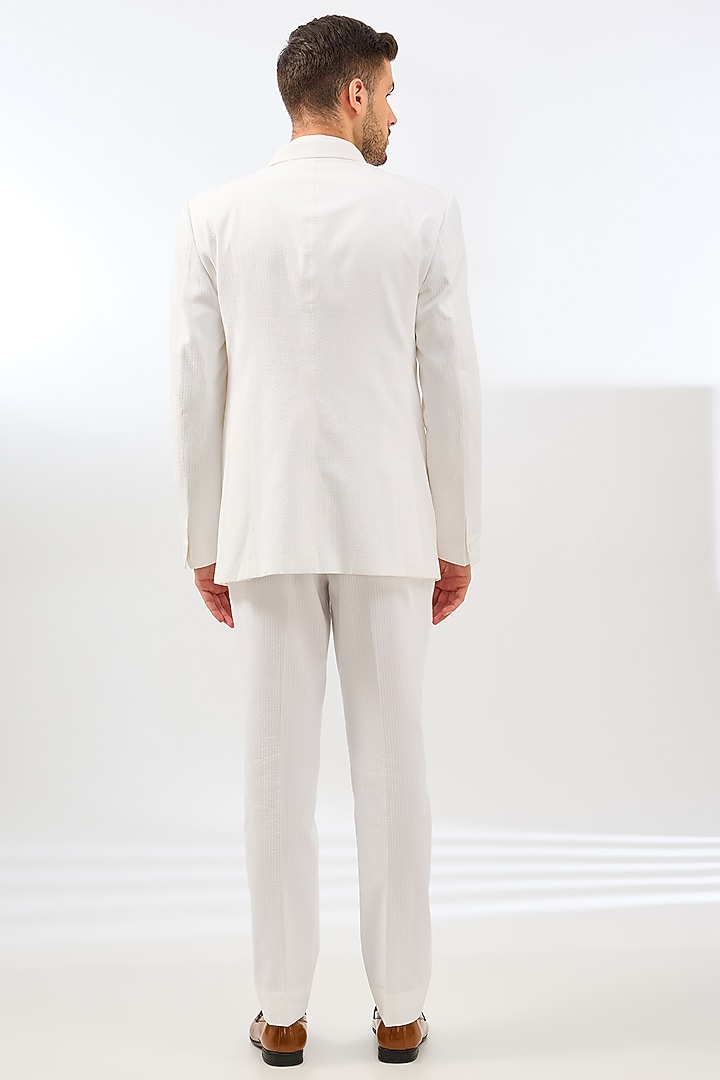 White Seersucker Tuxedo Set by SAHIL ANEJA at Pernia's Pop Up Shop