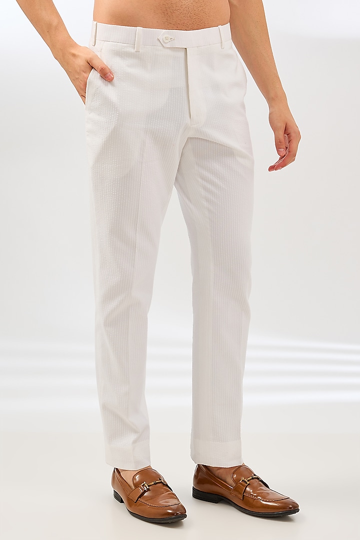 White Seersucker Tuxedo Set by SAHIL ANEJA at Pernia's Pop Up Shop