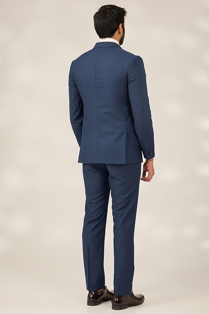 Navy Suiting Fabric Printed Tuxedo Set by SAHIL ANEJA at Pernia's Pop Up Shop