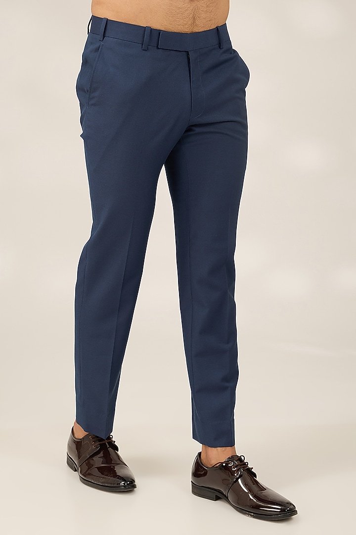 Navy Suiting Fabric Printed Tuxedo Set by SAHIL ANEJA at Pernia's Pop Up Shop