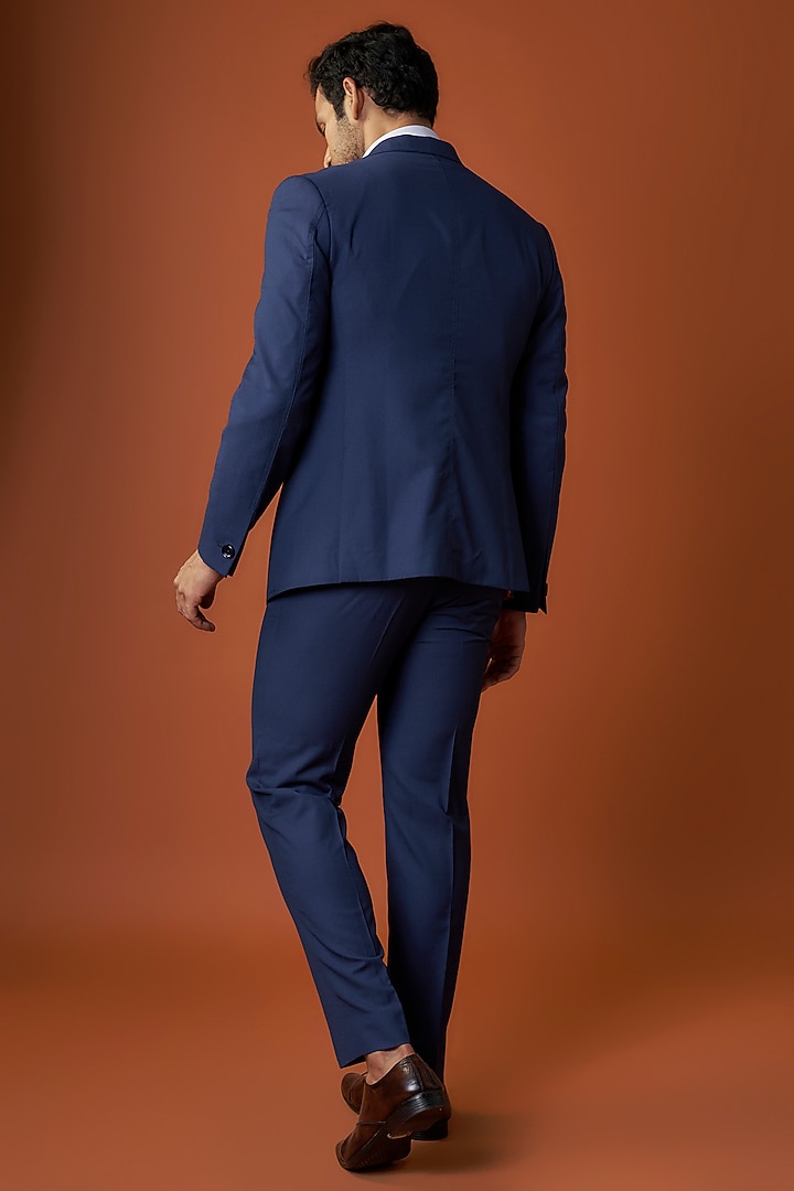 Navy Suiting Embroidered Tuxedo Set by SAHIL ANEJA at Pernia's Pop Up Shop